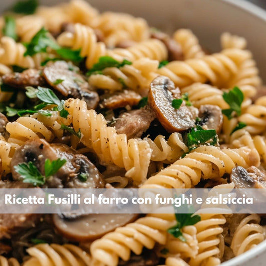 Ricetta fusilli al farro con funghi e salsiccia