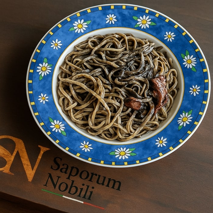 cucina italiana pesce - tagliolini al nero di seppia 